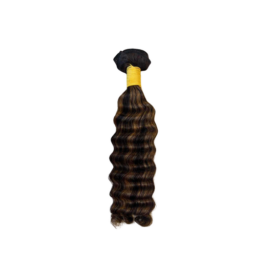 P4/27 Deep Wave Hair Bundles - High-Quality Human Hair Extensions with Natural Highlights